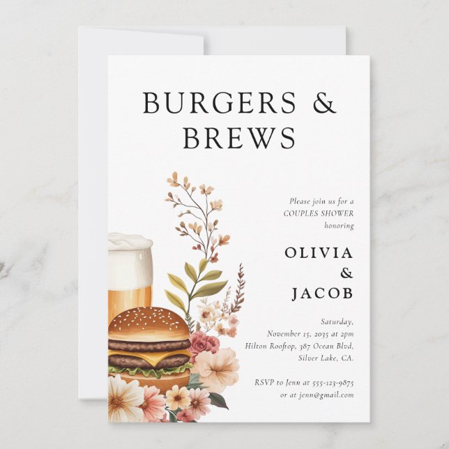 Burgers et brasse Couples Douche Invitation (Devant)
