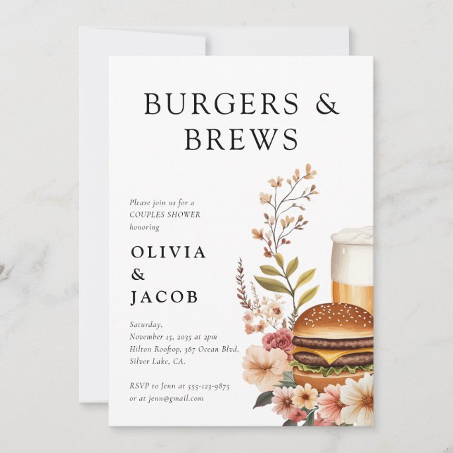 Burgers et brasse Couples Douche Invitation (Devant)