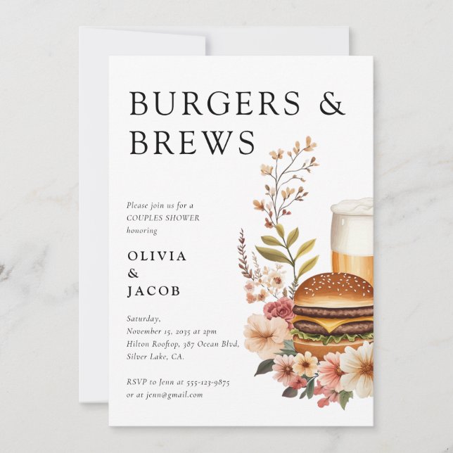 Burgers et brasse Couples Douche Invitation (Devant)
