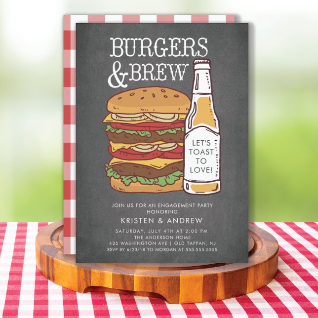 Burgers et brasser Barbecue Fiançailles Invitation (Créateur téléchargé)