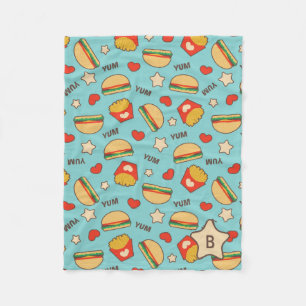 Burgers & Fries Monogram Fleece Blanket