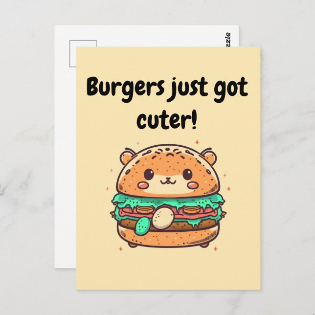Burgers just got cuter! - Cute Burger Hamster Postcard (Front/Back)