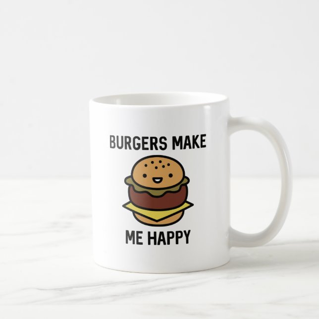 Burgers Make Me Happy Coffee Mug (Right)