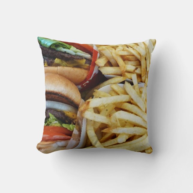 Burgers n Fries Throw Pillow (Front)
