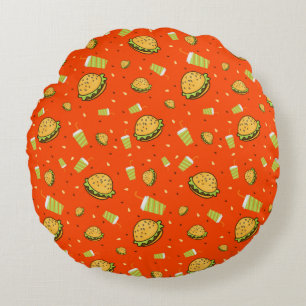 Burgers pattern round pillow