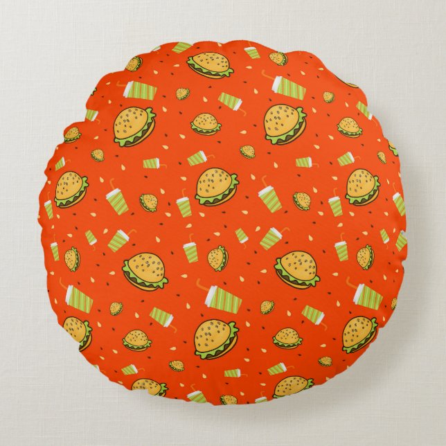 Burgers pattern round pillow (Front)