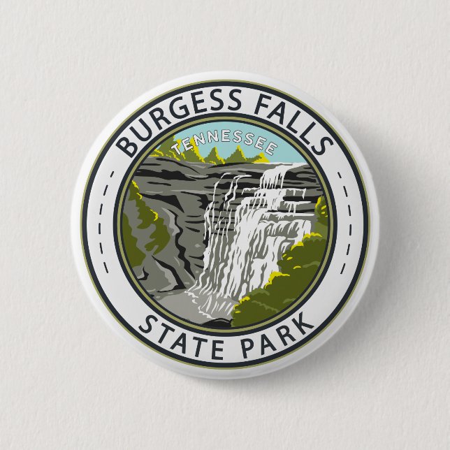 Burgess Falls State Park Tennessee Badge 2 Inch Round Button (Front)