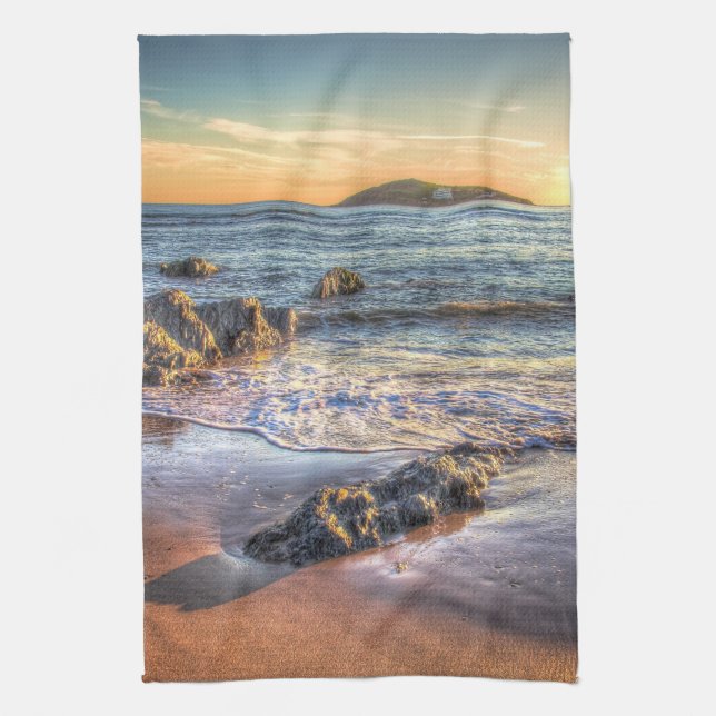 Burgh Island from Bantham at Sundown... Kitchen Towel (Vertical)