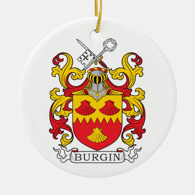 Burgin Family Crest Ceramic Ornament (Front)