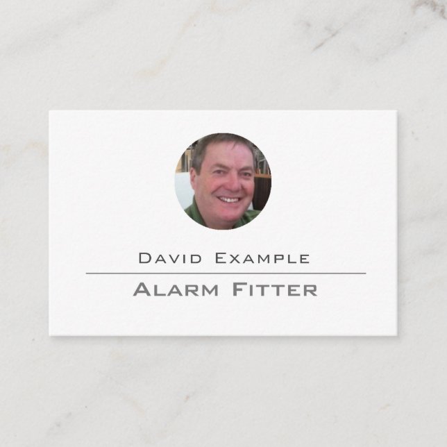 Burglar Alarm Fitter with Photo of Holder Business Card (Front)