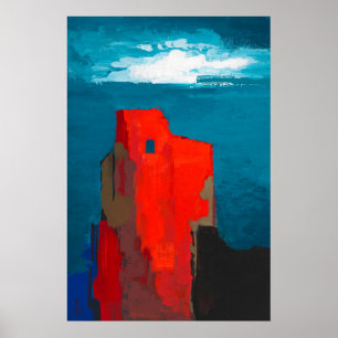 Burgruine (The Castle Ruins) Vibrant Abstract Art  Poster