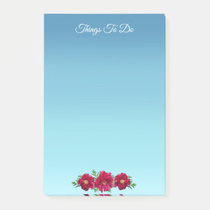 Burgudy Flowers on Sky Blue Things To Do Post-it Notes