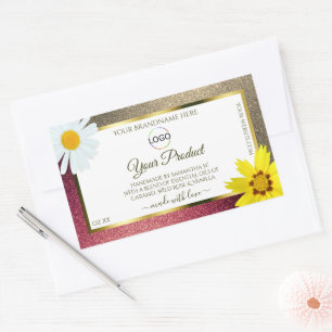Burgund Gold Parties scintillant Étiquettes de pro