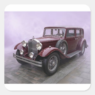 Burgundy 1930's Luxury Sedan Square Sticker