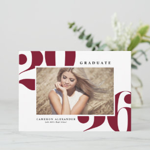 Burgundy 2026 Bold Typography Photo Graduation Announcement