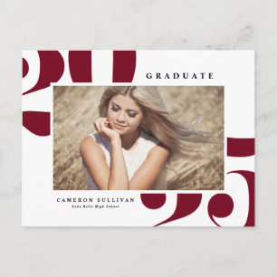Burgundy 2026 Bold Typography Photo Graduation Announcement Postcard