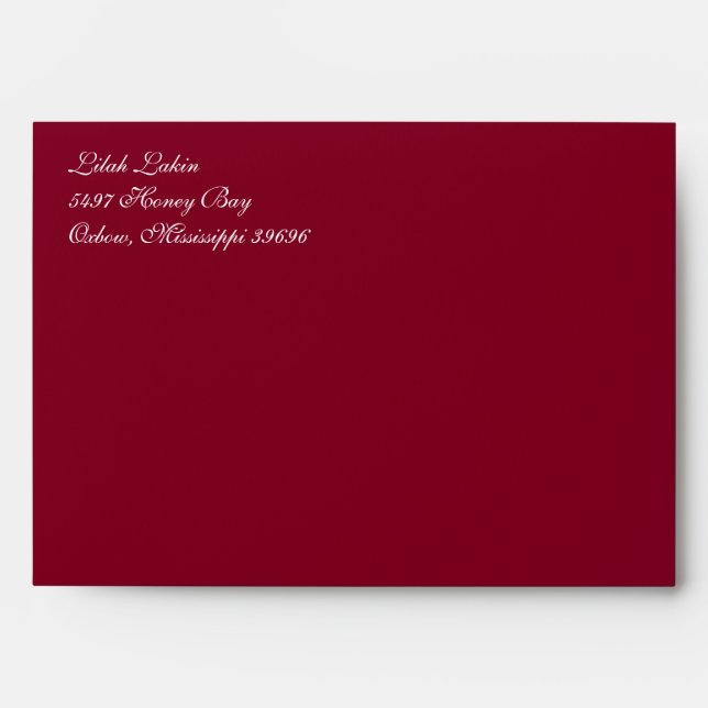 Burgundy A7 Cursive Return Address Envelopes (Front)