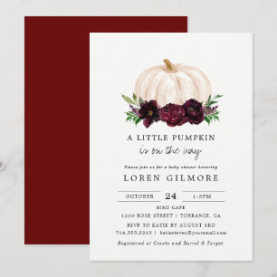 Burgundy A Little Pumpkin Baby Shower Invitation