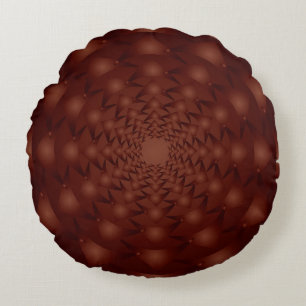 Burgundy abstract pattern. Traditional ornaments. Round Pillow