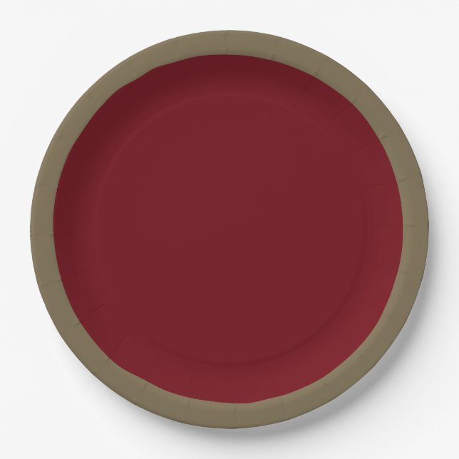 Burgundy Accent Colour Ready to Customize Paper Plate (Front)