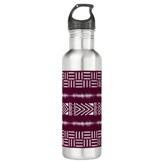 Burgundy African Bogolan Designer Water Bottle