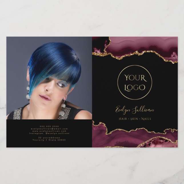 burgundy agate bifold brochure (Front)