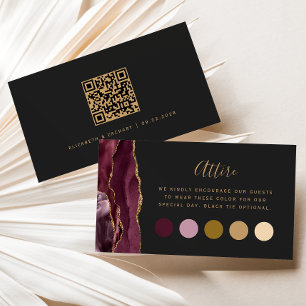 Burgundy Agate Dark Wedding Attire Dress Code Enclosure Card