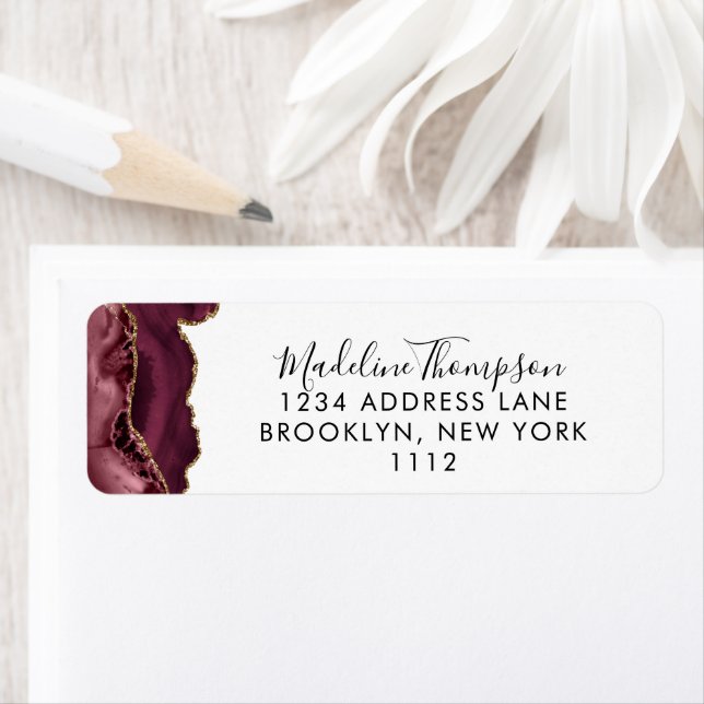 Burgundy Agate Geode Script Typography Address (Insitu)