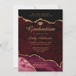 Burgundy Agate Graduation Invitation