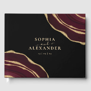 Burgundy agate  guest book