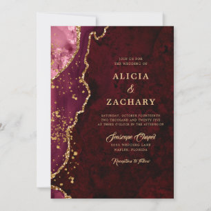 Burgundy Agate Wedding Invitation