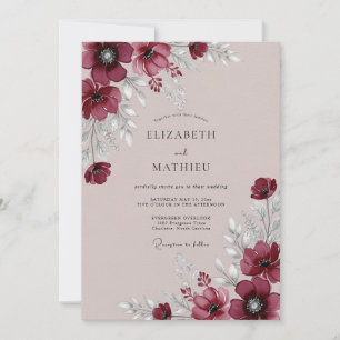 Burgundy Alluring Romantic Wedding Invitation