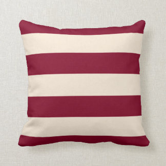 Burgundy and Antique White Stripes Throw Pillow