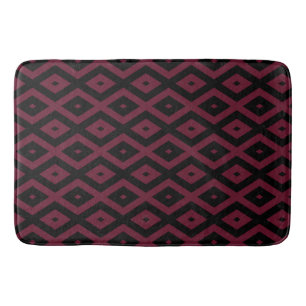 Burgundy and black diamond pattern bath mat