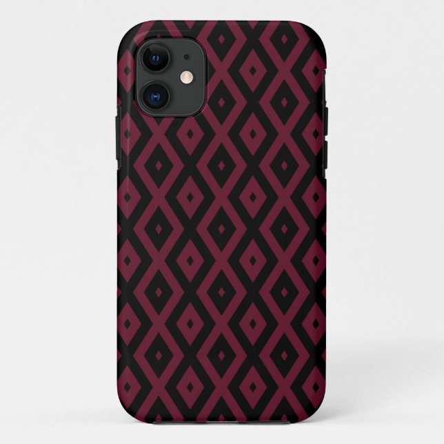 Burgundy and black diamond pattern Case-Mate iPhone case (Back)