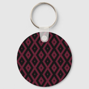 Burgundy and black diamond pattern keychain