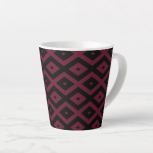 Burgundy and black diamond pattern latte mug