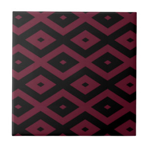 Burgundy and black diamond pattern tile