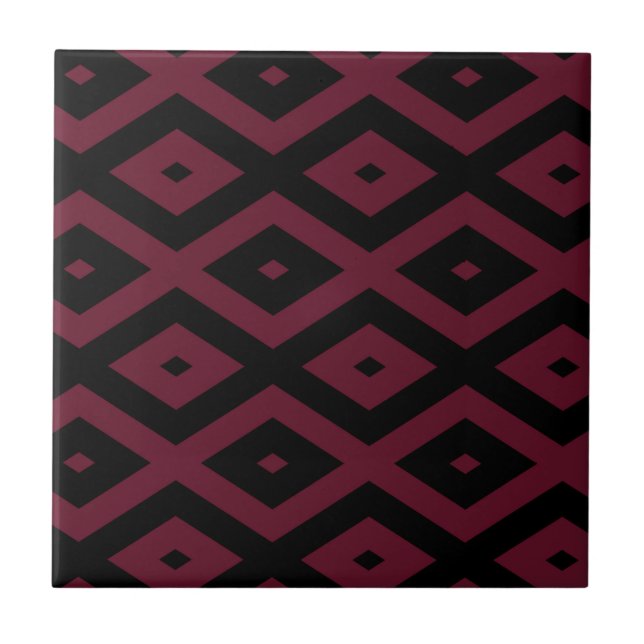 Burgundy and black diamond pattern tile (Front)