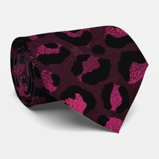 Burgundy and Black Leopard Print Tie