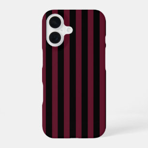 Burgundy and black stripes iPhone 16 case