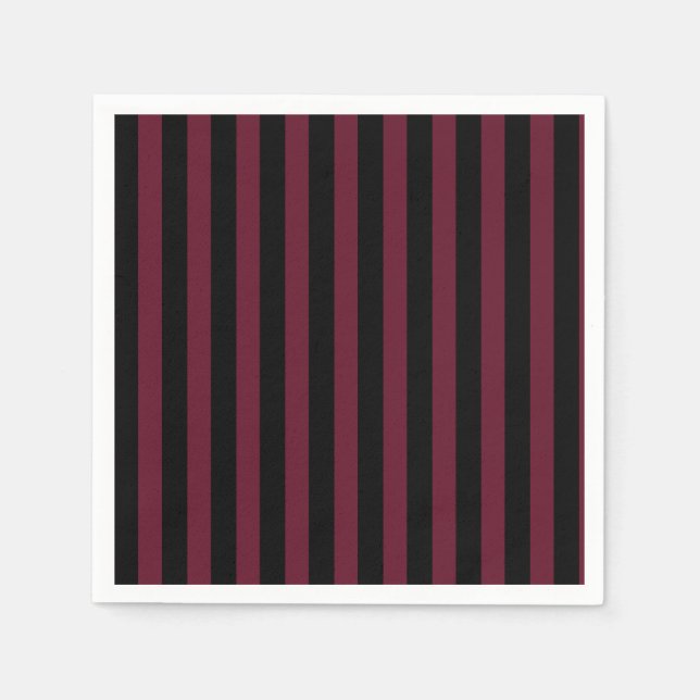 Burgundy and black stripes napkin (Front)