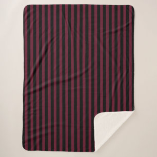 Burgundy and black stripes sherpa blanket