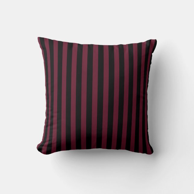 Burgundy and black stripes throw pillow (Front)