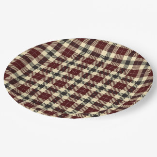 Burgundy and Black Tartan Plaid Paper Plates