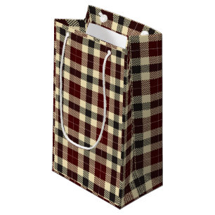 Burgundy and Black Tartan Plaid Small Gift Bag