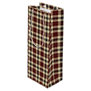 Burgundy and Black Tartan Plaid Wine Gift Bag