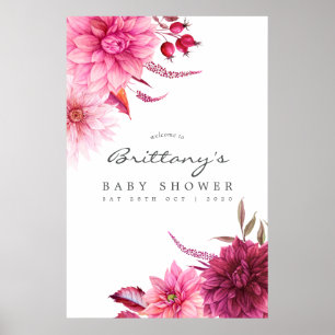 Burgundy and Blush Autumn Baby Shower Welcome Poster
