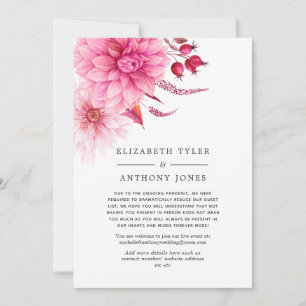 Burgundy and Blush Autumn Fall Reduced Guest List Announcement