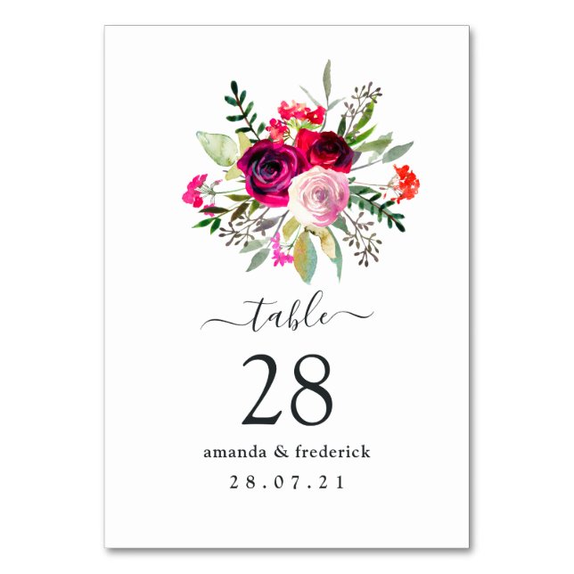 Burgundy and Blush Autumn Fall Wedding Table Number (Back)